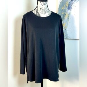 J. Jill Black Crew Neck Cotton Long Sleeve Women's Tunic Top size Medium